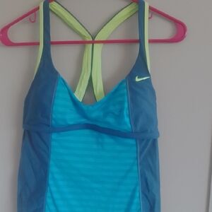 Nike Women's Blue and Green Swim Top